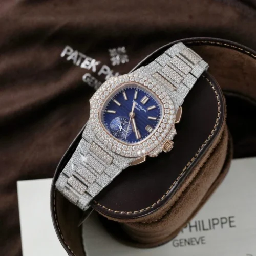 Patek Philippe Nautilus 5980 18K Gold Wrapped + Diamonds Moissanite Custom 40.5mm